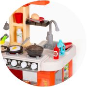 Set jucarie chipolino kitchen 84 cm cu sistem de curgere apa, lumini, sunete si 79 accesorii hubdipk002422kl