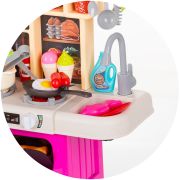 Set jucarie chipolino kitchen 87 cm cu sistem de curgere apa, lumini, sunete si 63 accesorii hubdipk002417dk
