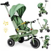 Tricicleta 2 in 1 pentru copii, scaun rotativ 360°, roti din spuma eva, ecotoys wql-066-18 - verde edeediwql-066-18green
