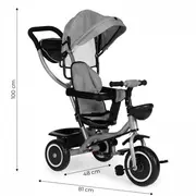 Tricicleta 2 in 1 pentru copii, scaun rotativ 360&deg;, roti din spuma eva, ecotoys wql-066-52 - gri edeediwql-066-52grey