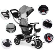 Tricicleta 2 in 1 pentru copii, scaun rotativ 360°, roti din spuma eva, ecotoys wql-066-52 - gri edeediwql-066-52grey