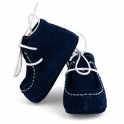 Botosei mocasini bebe din piele naturala Baby Fox Bleumarin cu siret alb uni - FOX10312-7