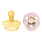 Bibs - set 2 suzete colour latex, tetina rotunda, 0 luni +-pale butter/petal bbb110463