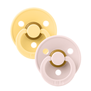 Bibs - set 2 suzete colour latex, tetina rotunda, 6 luni +-pale butter/petal bbb120463