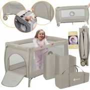 Patut pliant, Lionelo, Stefi Plus, Cu doua nivele, Cu intrare laterala cu fermoar, 2 roti, 120 x 60 cm, Conform cu standardul european de securitate EN 716, Bej BYNLO-STEFI_PLUS_BEIGE_CAPPUCCINO