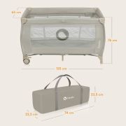 Patut pliant, Lionelo, Stefi Plus, Cu doua nivele, Cu intrare laterala cu fermoar, 2 roti, 120 x 60 cm, Conform cu standardul european de securitate EN 716, Bej BYNLO-STEFI_PLUS_BEIGE_CAPPUCCINO
