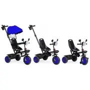 Tricicleta 3 in 1 pentru copii, scaun rotativ 360&deg;, roti din spuma eva, ecotoys wql-066-51 - albastru edeediwql-066-51blue