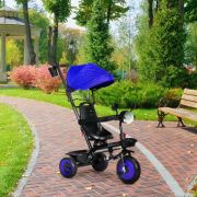 Tricicleta 3 in 1 pentru copii, scaun rotativ 360°, roti din spuma eva, ecotoys wql-066-51 - albastru edeediwql-066-51blue