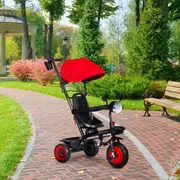 Tricicleta 3 in 1 pentru copii, scaun rotativ 360&deg;, roti din spuma eva, ecotoys wql-066-51 - rosu edeediwql-066-51red