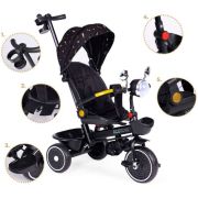 Tricicleta pentru copii, scaun rotativ 360°, roti din spuma eva, ecotoys wql-186 - negru edeediwql-186black