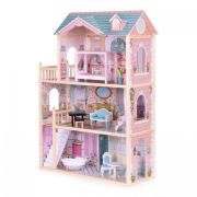 Casuta de papusi din lemn cu 3 etaje si mobilier ecotoys 8106 edeedi8106