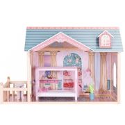 Casuta de papusi din lemn cu 3 etaje si mobilier ecotoys 8106 edeedi8106