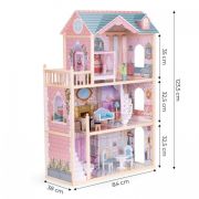 Casuta de papusi din lemn cu 3 etaje si mobilier ecotoys 8106 edeedi8106