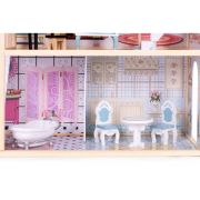 Casuta de papusi din lemn cu 3 etaje si mobilier ecotoys 8106 edeedi8106