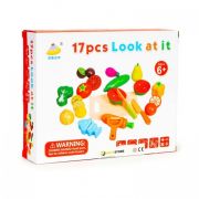 Set de fructe si legume din lemn, 17 elemente, ecotoys hc590048 edeedihc590048