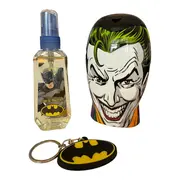 Set Batman, Apa de toaleta 90ml, Figurina 2in1, Spumant de baie si Sampon 300ml, Breloc, in borseta cool, Baieti
