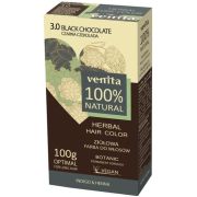 Vopsea de par pulbere, pe baza de plante, naturala 100%, Venita, Nr 3.0, Ciocolata Neagra, 100g