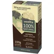 Vopsea de par pulbere, pe baza de plante, naturala 100%, Venita, Nr 3.0, Ciocolata Neagra, 100g