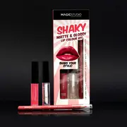Set gloss si creion de buze Shaky, Matte & Glossy, 60749, Rosu, Magic Studio, 2 g