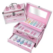 Trusa metalica cu accesorii pentru machiaj si unghii, Unicorn Big Glitter Case, fetite, Martinelia