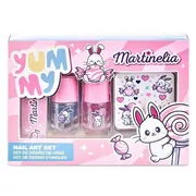 Set 2 lacuri de unghii, pila si stickere decorative Yummy, Martinelia 12242, 3 ml