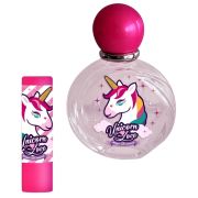 Set apa de toaleta si balsam de buze Unicorn Love, Lorenay, 1790, caseta metalica Heart