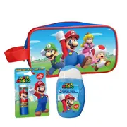 Set produse ingrijire copii, gel de dus si sampon, balsam de buze si borseta depozitare Super Mario 1809, 110 ml