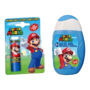 Set produse ingrijire copii, gel de dus si sampon, balsam de buze si borseta depozitare Super Mario 1809, 110 ml