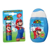 Set produse ingrijire copii, gel de dus si sampon, balsam de buze si borseta depozitare Super Mario 1809, 110 ml