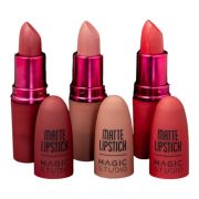 Set 3 buc Ruj buze mat, Nudes to Passion Matte Lipstick, Magic Studio 60732 - nude, red, wine