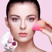 Set 4 bureti machiaj, pentru aplicarea fondului de ten, Blender, stil lacrima Top Choice 38538, cu cutie depozitare