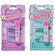Pachet 2 Set balsam de buze cu aroma de bezele afine si agrafe asortate Crush Martinelia 11101, 4 g