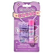Pachet 2 Set balsam de buze cu aroma de bezele afine si agrafe asortate Crush Martinelia 11101, 4 g