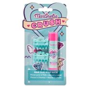 Pachet 2 Set balsam de buze cu aroma de bezele capsuni si agrafe asortate Crush Martinelia 11101, 4 g