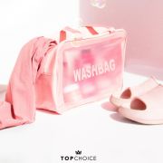 Gentuta cosmetica impermeabila, pentru femei, WashBag Top Choice 99328, roz