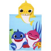 Prosop poncho cu gluga, Baby Shark, 50 x 115 cm