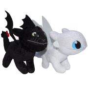 Set 2 jucarii din plus Toothless 25 cm si Light Fury Sparkle, Dragons, 28 cm