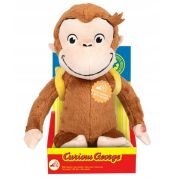 Jucarie din plus cu sunete Curious George cu rucsac, 24 cm