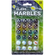 Set 24 de bile multicolore din sticla, 16 mm