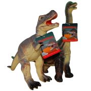 Set 2 figurine dinozauri din cauciuc, T-Rex maro si Brachiosaurus, 34 cm