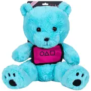 Jucarie din plus Blue teddy bear, Jocul Calamarului, 23 cm (asezat)