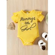 Costumas pentru fetite, body galben, pantaloni cu inimioare si bentita asortata mdtu96-r2