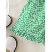 Salopeta vara fetite, verde cu imprimeu floral – tinuta confortabila si eleganta mdtu111-r1