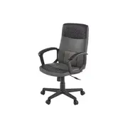 Scaun birou hm bjorn, piele ecologica, mecanism balans, suport lombar, cotiere tapitate, 90 kg, gri/negru drm10550