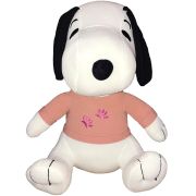 Jucarie din material textil elastic Snoopy cu bluza roz, 32 cm (asezat)