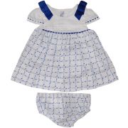 Rochie alb/albastru (1847), 50 cm / 0-1 luni