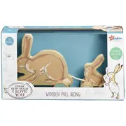 Jucarie de tras din lemn GHMILY cu 2 iepurasi