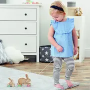 Jucarie de tras din lemn GHMILY cu 2 iepurasi