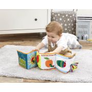 Jucarie textila Tiny & Very Hungry Caterpillar cu doua fete pentru dezvoltare senzoriala