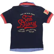 Tricou polo bleumarin cu guler dublu si imprimeu (3147), 6 ani / 116 cm